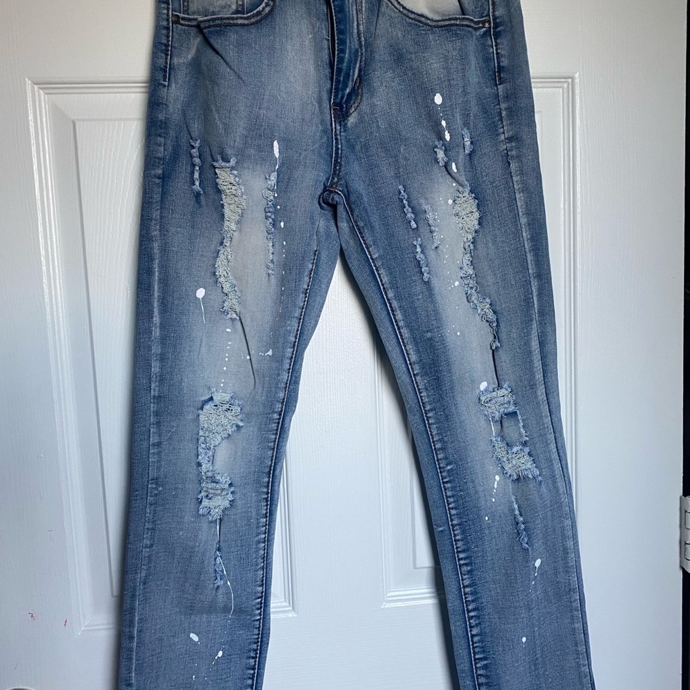 Blue Skinny Distressed Jeans